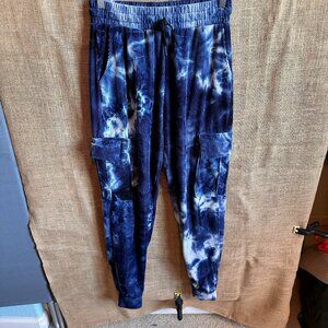 Always Brand Velour Corduroy  Cargo Joggers, tye dye, size M